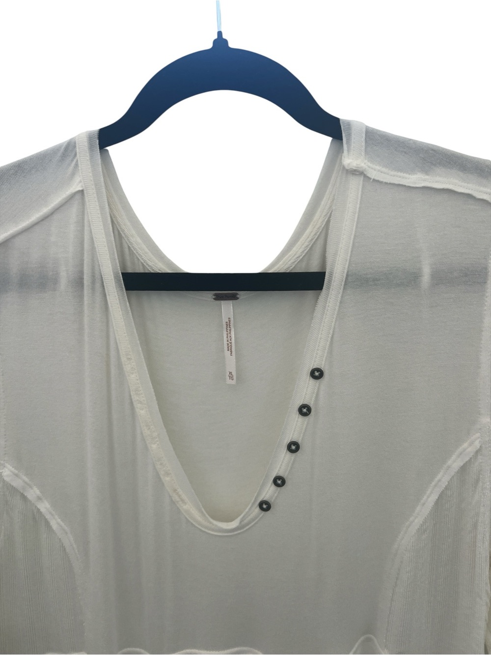 Free People XL Ivory Boho Babydoll Tunic Top Long Sleeve NWOT - Picture 2 of 5